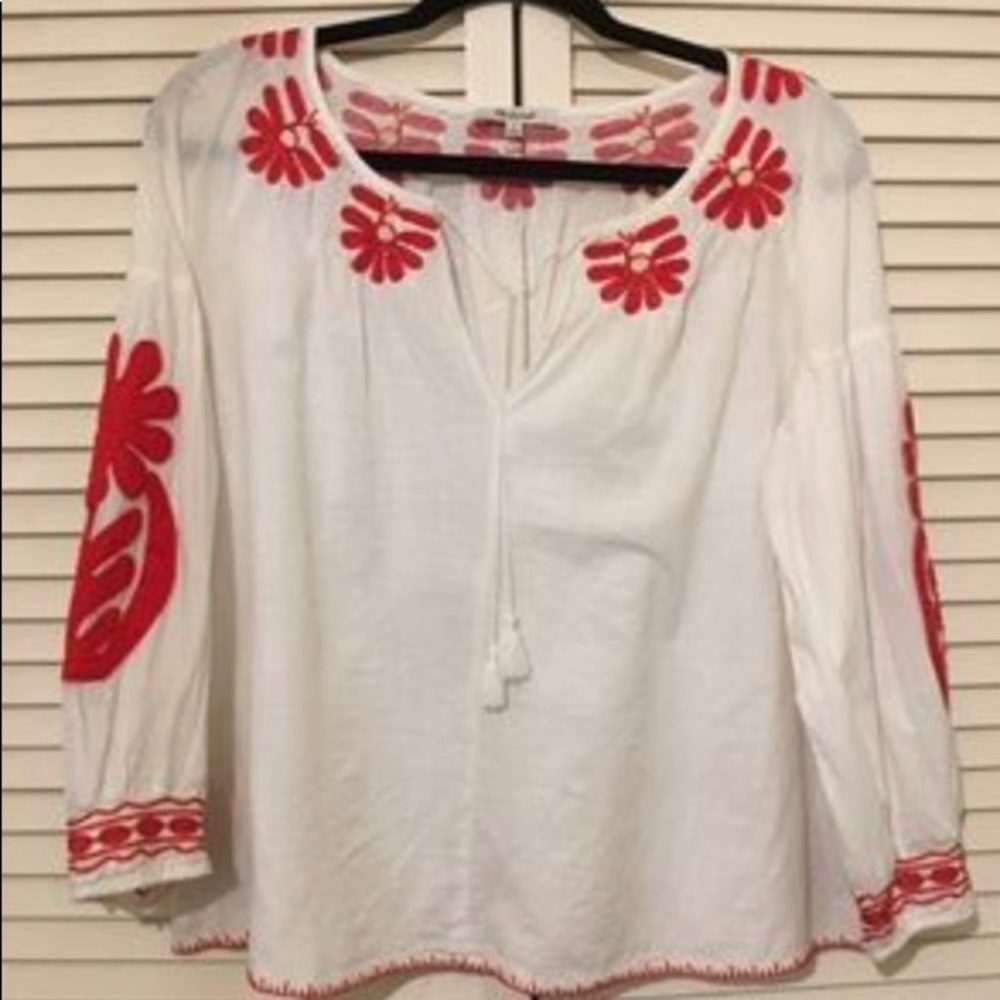 Madewell Embroidered flower top.